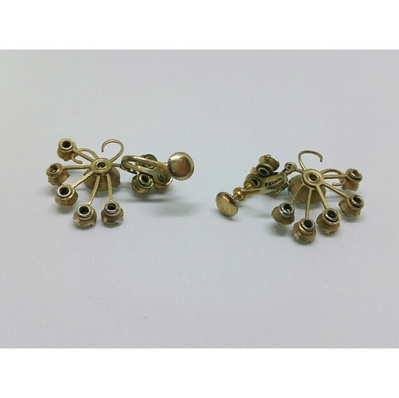 Vintage aurora borealis rhinestone dangle earrings - Picture 6 of 8